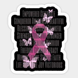 Breast Cancer Ribbon with Encouraging Words Sticker